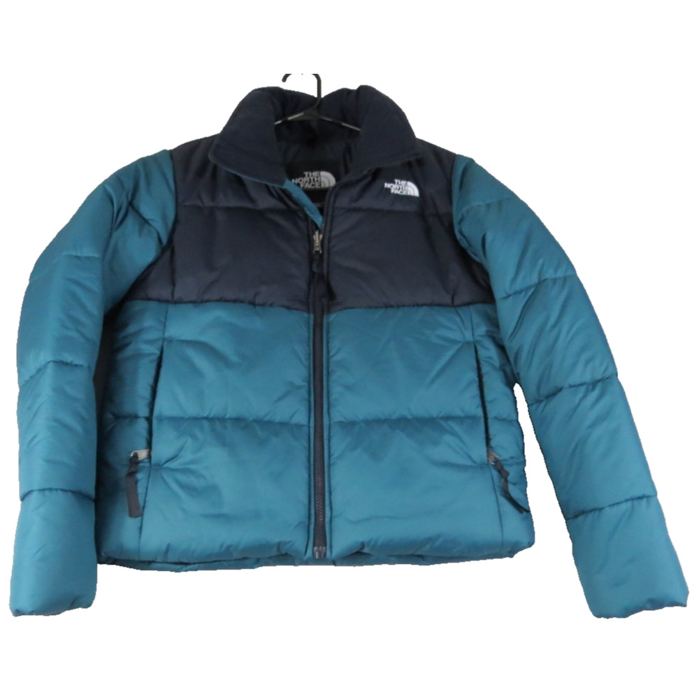 The North Face Womens Saikuru Puffer Jacket S Blue Black Full Zip Insulated Coat